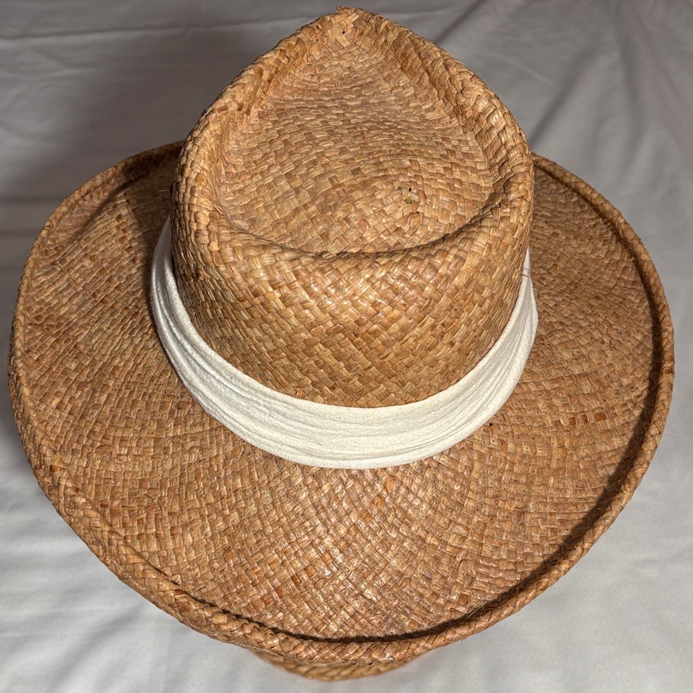 Shady Brady Brown Straw Hat with Cream Band - Picture 3 of 11
